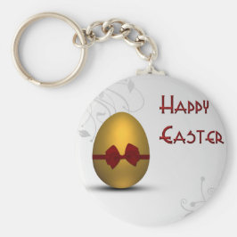 Goldenes Ostereier mit braunem, floralfarbenem Mus Schlüsselanhänger