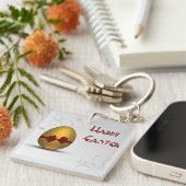 Goldenes Ostereier mit braunem, floralfarbenem Mus Schlüsselanhänger (Vorderseite rechts)