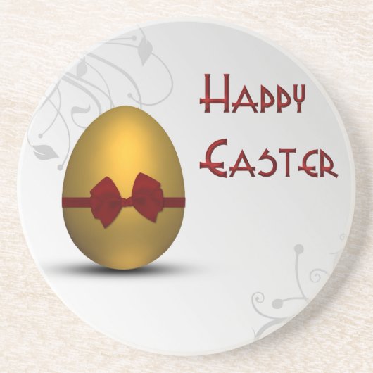 Goldenes Ostereier mit braunem, floralfarbenem Mus Untersetzer (Vorne)