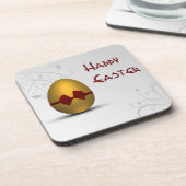 Goldenes Ostereier mit braunem, floralfarbenem Mus Untersetzer (Linke Seite)