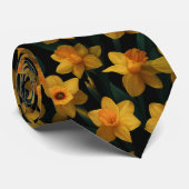 Goldenes Osterglocken-Blumenmuster Krawatte (Gerollt)
