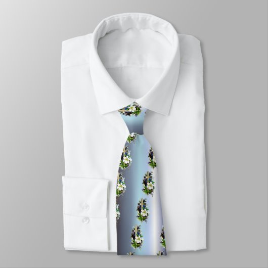 Goldenes Ostern-Kreuz - weiße Lilly Blumen - Blau Krawatte (Gebunden)