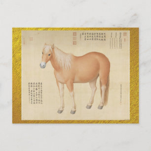 Goldenes Palomino-Pferd - Vintage chinesische Kuns Postkarte
