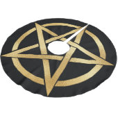 Goldenes Pentagramm auf schwarz Polyester Weihnachtsbaumdecke (Schrägansicht)
