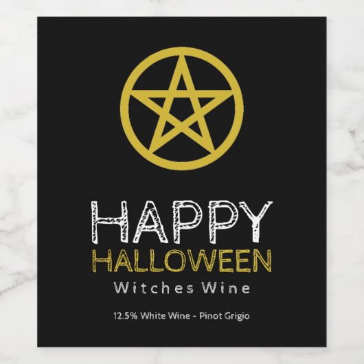 Goldenes Pentagramm, Halloween Weinetikett (Einzelnes Label)