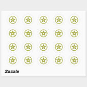 goldenes Pentagramm Runder Aufkleber (Blatt)