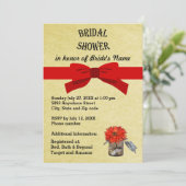 Goldenes Pergament Orange Blume im Jar Brautparty Einladung (Stehend Vorderseite)