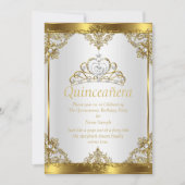 Goldenes Perlprinzessin Quinceanera Party Einladung (Vorderseite)