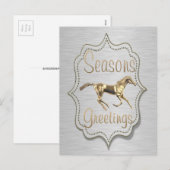 Goldenes Pferd auf Silberurlaub Feiertagspostkarte (Vorne/Hinten)