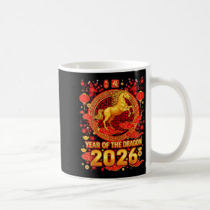 Goldenes Pferd Chinesisches Neujahr 2026 Drachen Z Kaffeetasse