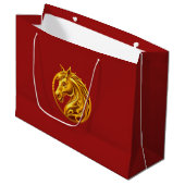 Goldenes Pferd Große Geschenktüte (Vorderseite Schrägansicht)