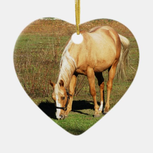 Goldenes Pferd Keramik Ornament (Vorne)