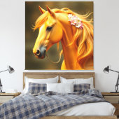 Goldenes Pferd mit blühender Mane Leinwanddruck (Insitu (Schlafzimmer))