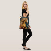 Goldenes Pferd mit blühender Mane Tasche (Am Model)