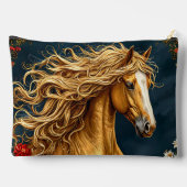 Goldenes Pferd mit blühender Mane Zubehörtasche (Rückseite)