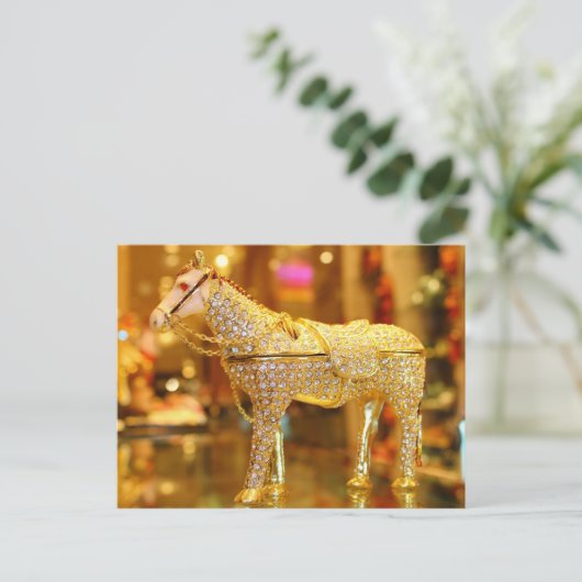Goldenes Pferd Postkarte (Stehend Vorderseite)