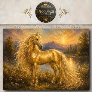 Goldenes Pferd Wandbild Pferdeliebhaber Dekor Seidenpapier