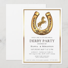 goldenes Pferderby-Party-Reitsport  Einladung