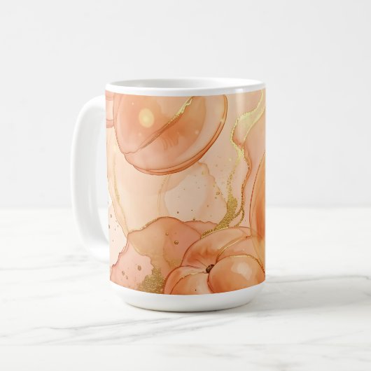 Goldenes Pfirsich-Wasserfarbenmuster Kaffeetasse (Vorderseite Links)