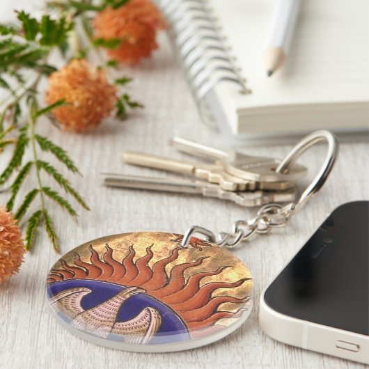 Goldenes Phoenix, das von der Asche steigt Schlüsselanhänger (Vorderseite rechts)