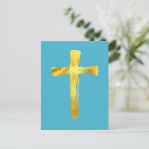 Goldenes Pinselkreuz - Christlicher Christus Jesus Feiertagspostkarte