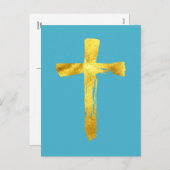 Goldenes Pinselkreuz - Christlicher Christus Jesus Feiertagspostkarte (Vorne/Hinten)