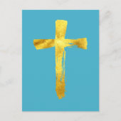 Goldenes Pinselkreuz - Christlicher Christus Jesus Feiertagspostkarte (Vorderseite)