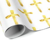 Goldenes Pinselkreuz - Modernes Christliches Cruci Geschenkpapier (Rolleneckpunkt)