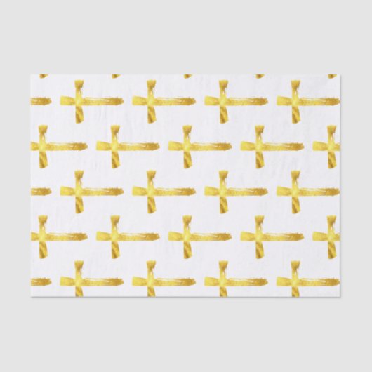Goldenes Pinselkreuz - Modernes Christliches Cruci Seidenpapier (Vorderseite)