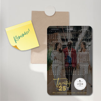 Goldenes Pinselskript 2025 Kalender Foto Neues Jah Magnet