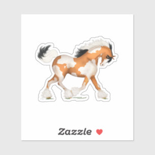 Goldenes Pinto Zigeunerpferd Overo Reitsport Aufkleber