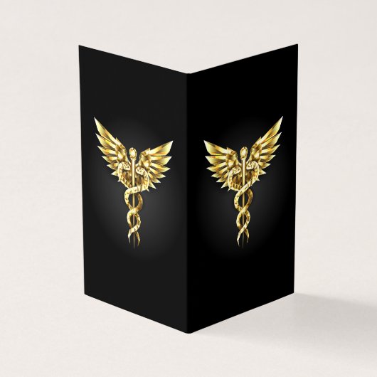 Goldenes polygonales Symbol Caduceus (Vorderseite)