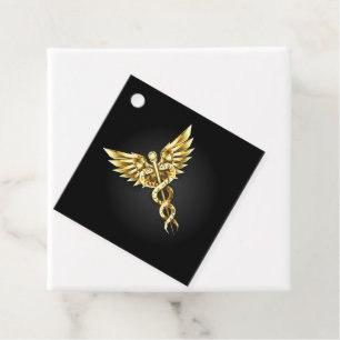 Goldenes polygonales Symbol Caduceus Geschenkanhänger