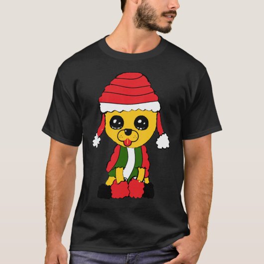 Goldenes Poodle im Weihnachtskittel T-Shirt (Vorderseite)