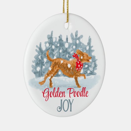 Goldenes Poodle, maßgeschneiderte Keramik Ornament (Rechts)