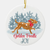 Goldenes Poodle, maßgeschneiderte Keramik Ornament (Vorne)