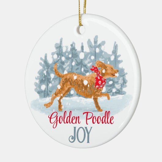 Goldenes Poodle, maßgeschneiderte Keramik Ornament (Links)
