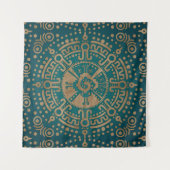 Goldenes prägeartiges Hunab Ku Mayasymbol Wandteppich (Vorderseite (Horizontal))