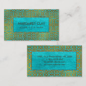 Goldenes prägeartiges keltisches Muster auf blauem Visitenkarte (Vorne/Hinten)