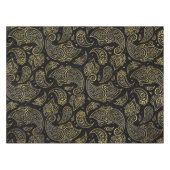 Goldenes prägeartiges Paisley-Muster auf Schwarzem Tischdecke (Vorderseite (Horizontal))