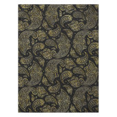Goldenes prägeartiges Paisley-Muster auf Schwarzem Tischdecke (Vorderseite)