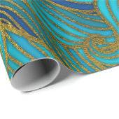 Goldenes prägeartiges Strudel-Wellen-Muster auf Geschenkpapier (Rolleneckpunkt)