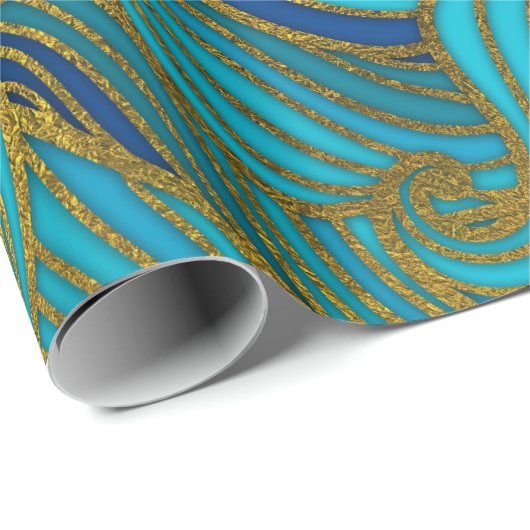 Goldenes prägeartiges Strudel-Wellen-Muster auf Geschenkpapier (Rolleneckpunkt)