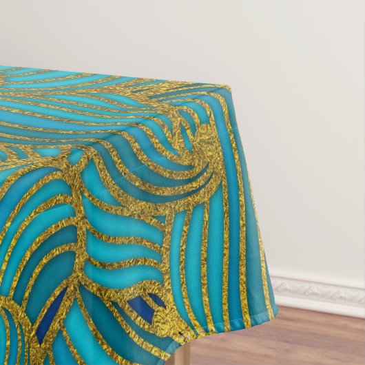 Goldenes prägeartiges Strudel-Wellen-Muster auf Tischdecke (Beispiel)