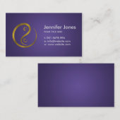 Goldenes prägeartiges Yin Yang Symbol auf Lila Visitenkarte (Vorne/Hinten)