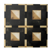 Goldenes Quadrat Schwarz Fliese (Vorderseite)