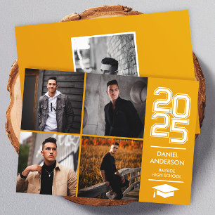 Goldenes Quadratisches Foto Moderne Abitur-Ankündi Einladung