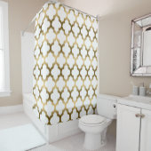 Goldenes Quatrefolien Ikat Geometrisches Muster Duschvorhang (Beispiel)