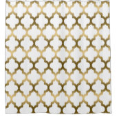 Goldenes Quatrefolien Ikat Geometrisches Muster Duschvorhang (Vorderseite)