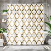 Goldenes Quatrefolien Ikat Geometrisches Muster Duschvorhang